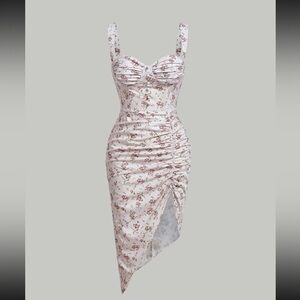 Shein floral print ruched asymmetrical cami dress